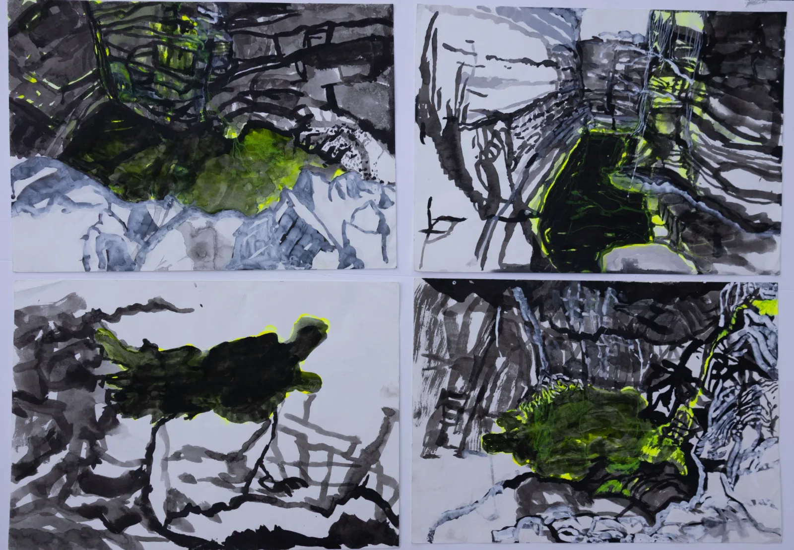 4 drawings from the Grotto and other waterholes in WA